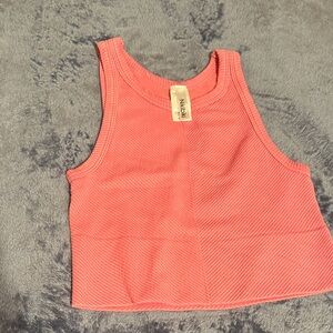 Coral Ribbed Tank Top